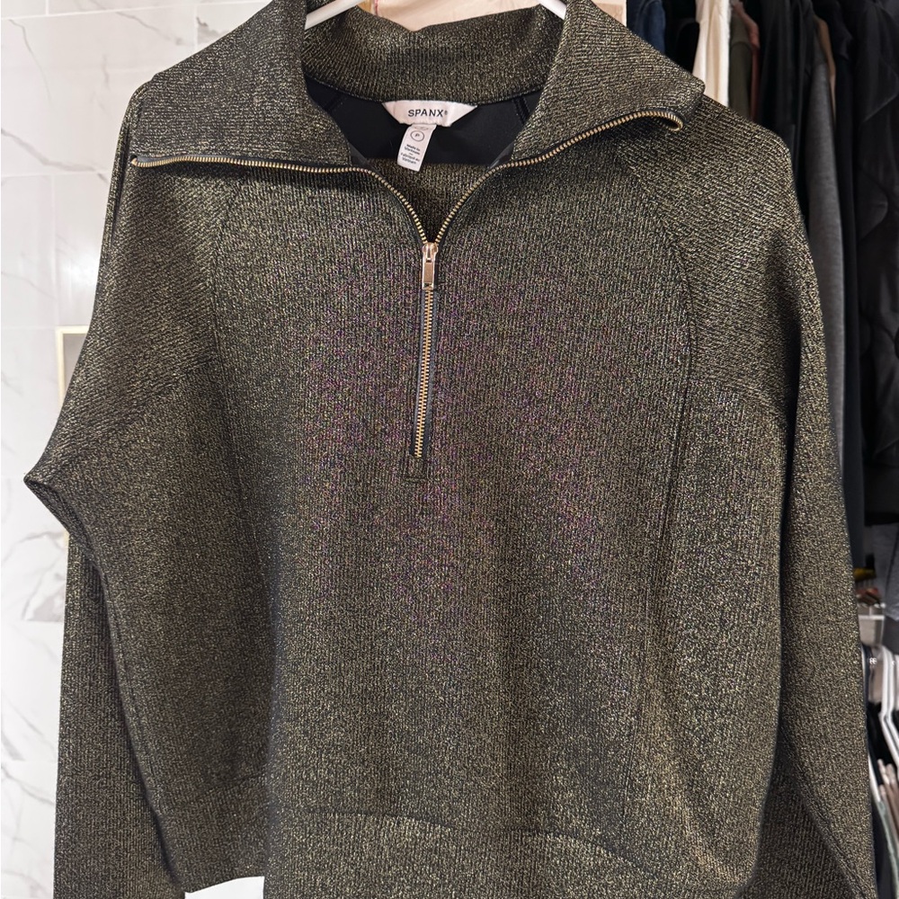 Spanx AirEssentials half zip with shimmer gold